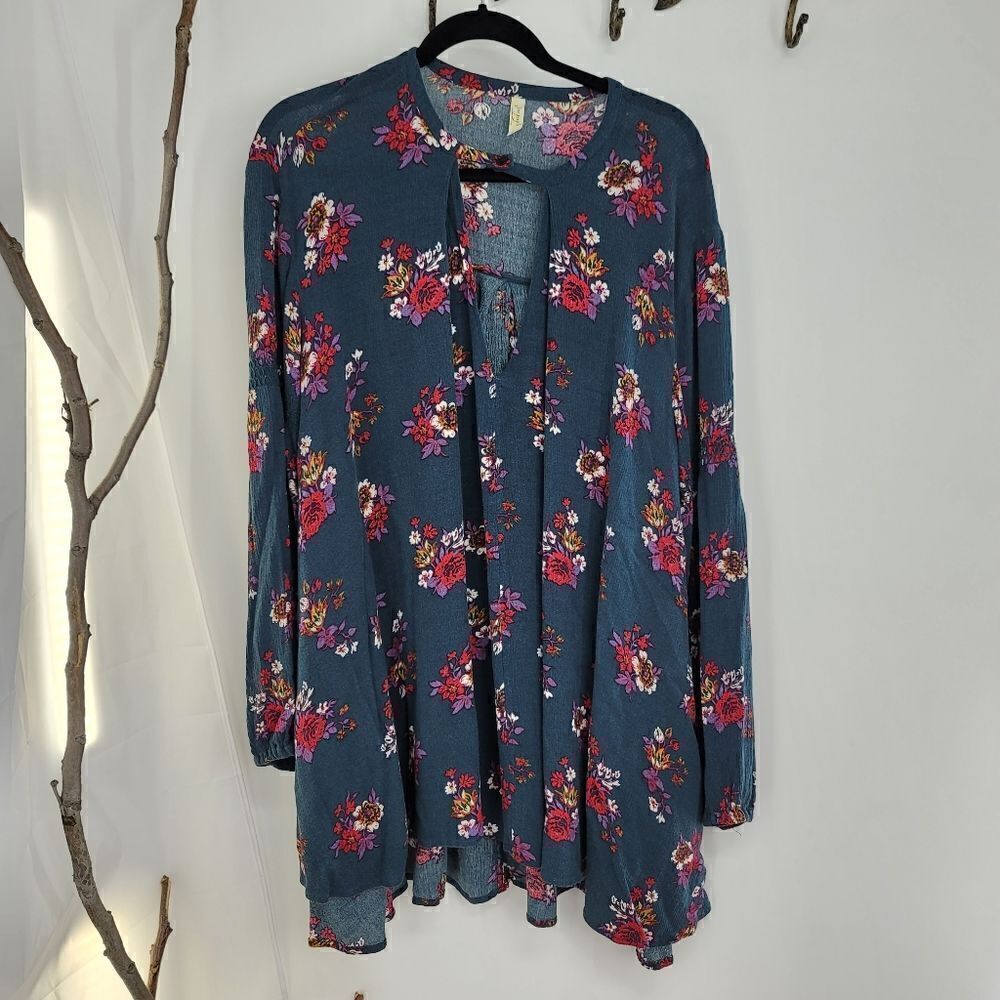 Free people electric orchard green floral mini dress tunic